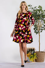 Load image into Gallery viewer, Celeste Full Size Geometric Round Neck Dress with Pockets