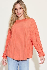 Basic Bae Full Size Ribbed Round Neck Long Sleeve T-Shirt