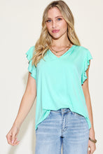 Load image into Gallery viewer, Basic Bae Full Size Bamboo Notched Ruffled Short Sleeve T-Shirt