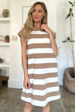 Load image into Gallery viewer, Basic Bae Full Size Striped Round Neck Cap Sleeve Mini Dress