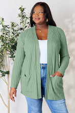 Load image into Gallery viewer, Basic Bae Full Size Ribbed Open Front Cardigan with Pockets