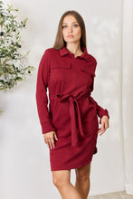 Load image into Gallery viewer, Culture Code Full Size Tie Front Half Zip Long Sleeve Shirt Dress