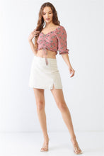 Load image into Gallery viewer, Miss Love / Kevin Co. Floral Ruffle Smocked Back Ruched Crop Top
