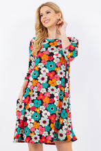 Load image into Gallery viewer, Celeste Full Size Floral Three-Quarter Sleeve Dress with Pockets