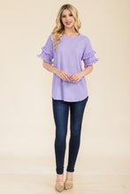 Load image into Gallery viewer, Celeste Full Size Ruffle Short Sleeve Texture Top