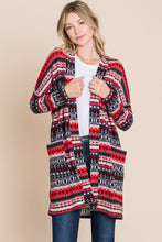 Load image into Gallery viewer, BOMBOM Geometric Open Front Long Sleeve Cardigan with Pockets