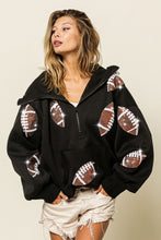 Load image into Gallery viewer, BiBi Sequin Football Half Zip Hoodie