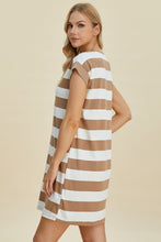 Load image into Gallery viewer, Basic Bae Full Size Striped Round Neck Cap Sleeve Mini Dress