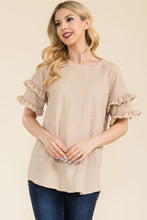 Load image into Gallery viewer, Celeste Full Size Ruffle Short Sleeve Texture Top