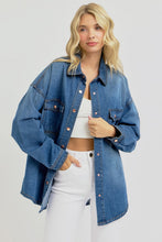 Load image into Gallery viewer, RISEN Full Size Snap Down Long Sleeve Denim Shacket