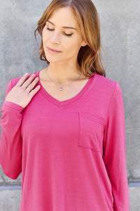 Basic Bae Full Size V-Neck Long Sleeve Top