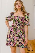 Load image into Gallery viewer, ODDI Full Size Floral Tie-Back Mini Dress