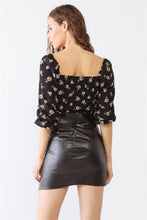 Load image into Gallery viewer, Miss Love / Kevin Co. Floral Ruffle Smocked Back Ruched Crop Top