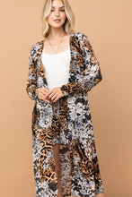 Load image into Gallery viewer, And The Why Leopard Kimono Open Front Longline Cardigan