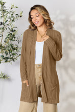 Load image into Gallery viewer, Basic Bae Full Size Ribbed Open Front Cardigan with Pockets