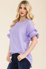 Load image into Gallery viewer, Celeste Full Size Ruffle Short Sleeve Texture Top