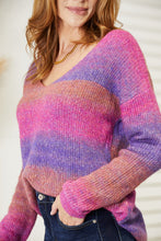 Load image into Gallery viewer, Angel Wings Multicolored Rib-Knit V-Neck Knit Pullover