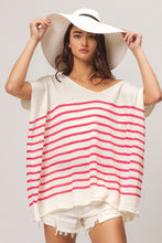 Load image into Gallery viewer, BiBi V Neck Striped Short Sleeve Top