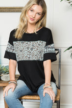 Load image into Gallery viewer, Celeste Full Size Leopard Exposed Seam Short Sleeve T-Shirt