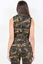 Load image into Gallery viewer, American Bazi Zip Up Camo Crop Denim Vest