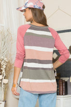 Load image into Gallery viewer, Celeste Full Size Striped Contrast Long Sleeve T-Shirt