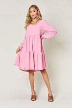 Load image into Gallery viewer, Double Take Full Size V-Neck Balloon Sleeve Tiered Dress with Pockets