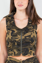 Load image into Gallery viewer, American Bazi Zip Up Camo Crop Denim Vest