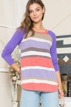 Load image into Gallery viewer, Celeste Full Size Striped Contrast Long Sleeve T-Shirt