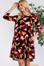 Load image into Gallery viewer, Celeste Full Size Geometric Round Neck Dress with Pockets