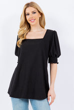 Load image into Gallery viewer, Celeste Full Size Swiss Dot Puff Sleeve Top