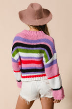 Load image into Gallery viewer, BiBi Multi Color Striped Cropped Sweater