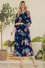 Load image into Gallery viewer, Celeste Full Size Floral Ruffle Tiered Midi Dress