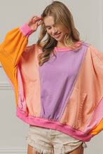 Load image into Gallery viewer, BiBi Color Block Exposed Seam Sweatshirt with Pockets