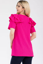 Load image into Gallery viewer, Celeste Full Size Ruffle Layered Short Sleeve Texture Top