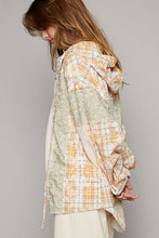 Load image into Gallery viewer, POL Long Sleeve Knit Mixed Hoodie Plaid Shirt