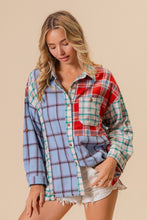 Load image into Gallery viewer, BiBi Color Block Plaid Button Down Shirt