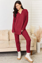 Load image into Gallery viewer, Basic Bae Full Size Notched Long Sleeve Top and Pants Set