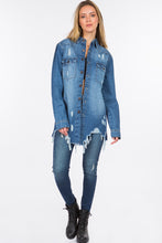 Load image into Gallery viewer, American Bazi Distressed Frayed Hem Denim Jacket