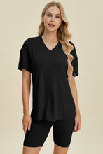 Load image into Gallery viewer, Basic Bae Full Size Ribbed V-Neck Short Sleeve Top and Shorts Set