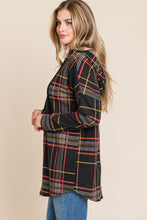 Load image into Gallery viewer, BOMBOM Drawstring Plaid Long Sleeve Hoodie