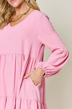 Load image into Gallery viewer, Double Take Full Size V-Neck Balloon Sleeve Tiered Dress with Pockets