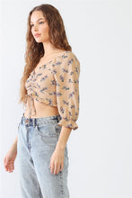 Load image into Gallery viewer, Miss Love / Kevin Co. Floral Ruffle Smocked Back Ruched Crop Top