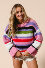 Load image into Gallery viewer, BiBi Multi Color Striped Cropped Sweater