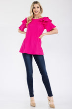 Load image into Gallery viewer, Celeste Full Size Ruffle Layered Short Sleeve Texture Top