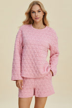 Load image into Gallery viewer, Double Take Full Size Texture Round Neck Long Sleeve Top and Shorts Set