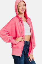 Load image into Gallery viewer, Zenana Acid Washed French Terry Zip-Up Hoodie with Pockets