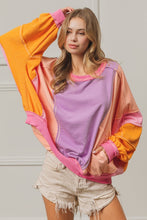 Load image into Gallery viewer, BiBi Color Block Exposed Seam Sweatshirt with Pockets