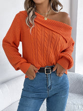 Load image into Gallery viewer, Cable-Knit One Shoulder Long Sleeve Sweater