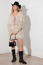 Load image into Gallery viewer, Thinkable Mixed-Stitch Front Tie Sweater Dress