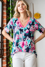 Load image into Gallery viewer, Heimish Full Size Floral V-Neck Short Sleeve T-Shirt